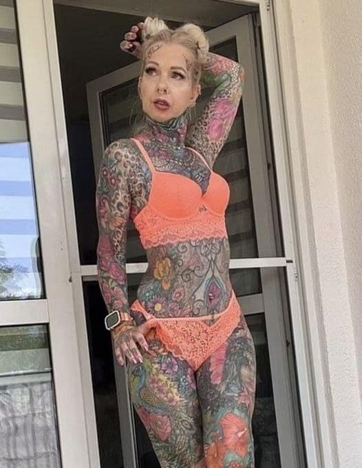 Grandma With Body Fully Covered In Tattoos Reveals What She Looked Like One Decade Ago