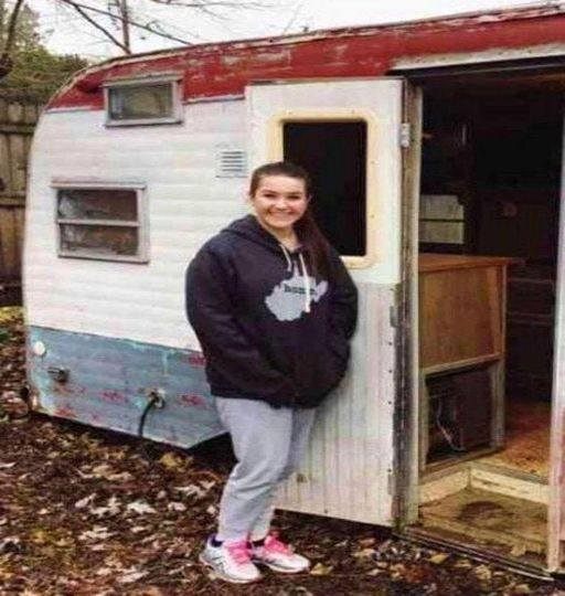 A teenage girl purchased an old caravan for just around $200.