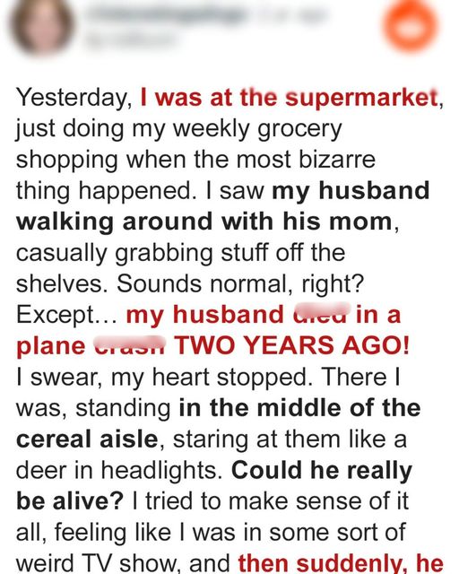 Woman Loses Husband in Plane Crash, Years Later Meets Him and His Mother by Coincidence in a Store