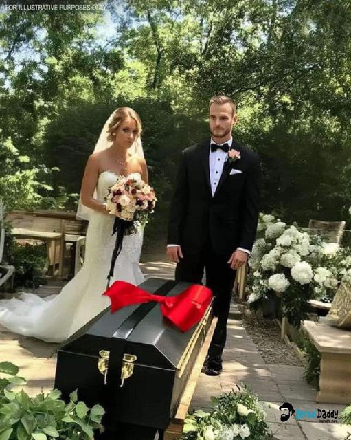 A coffin with a gift bow was brought to our wedding during the ceremony — I nearly fainted when it opened