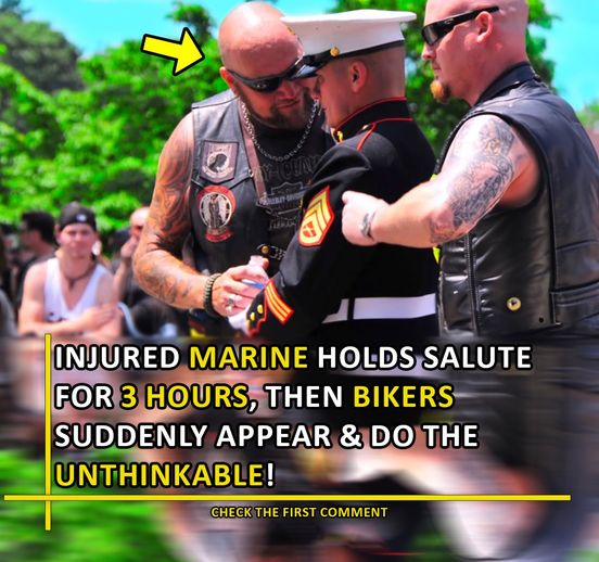 Injured Marine Holds Salute For 3 Hours, Then Bikers Suddenly Appear & Do The Unthinkable! (VIDEO)