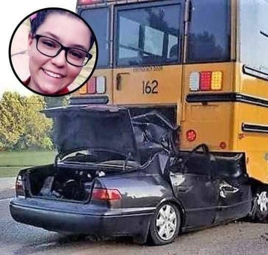 Police discover what the teen was carrying after she crashes into a school bus and dies.