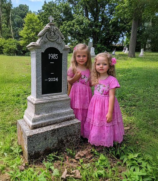 Girls Come to “Show” Off Their New Dresses at Dad’s Grave