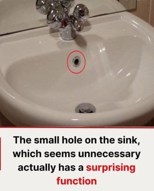 The small hole on the sink, which