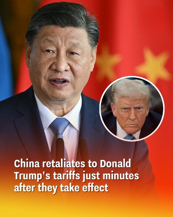 China swiftly retaliates against Donald Trump’s tariffs just moments after they go into effect.