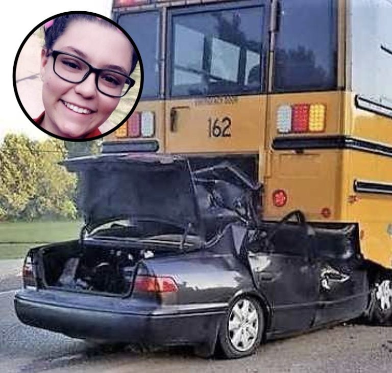 Teen crashes into school bus and dies with phone in hand