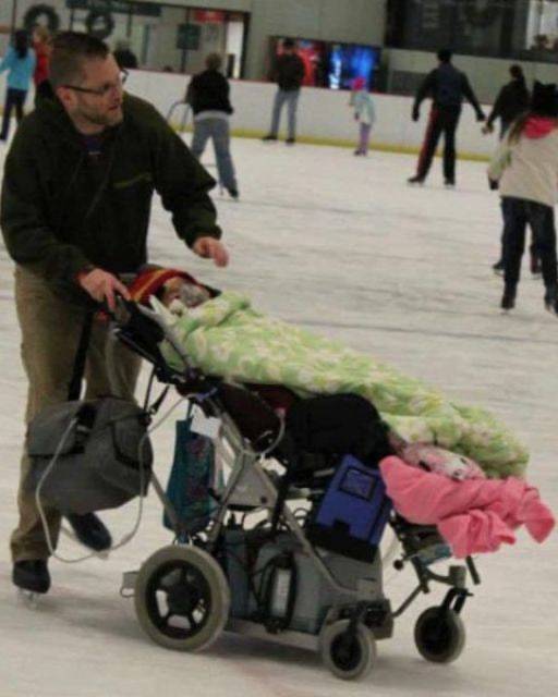 I TOOK MY DAUGHTER SKATING, EVEN THOUGH SHE CANT WALK